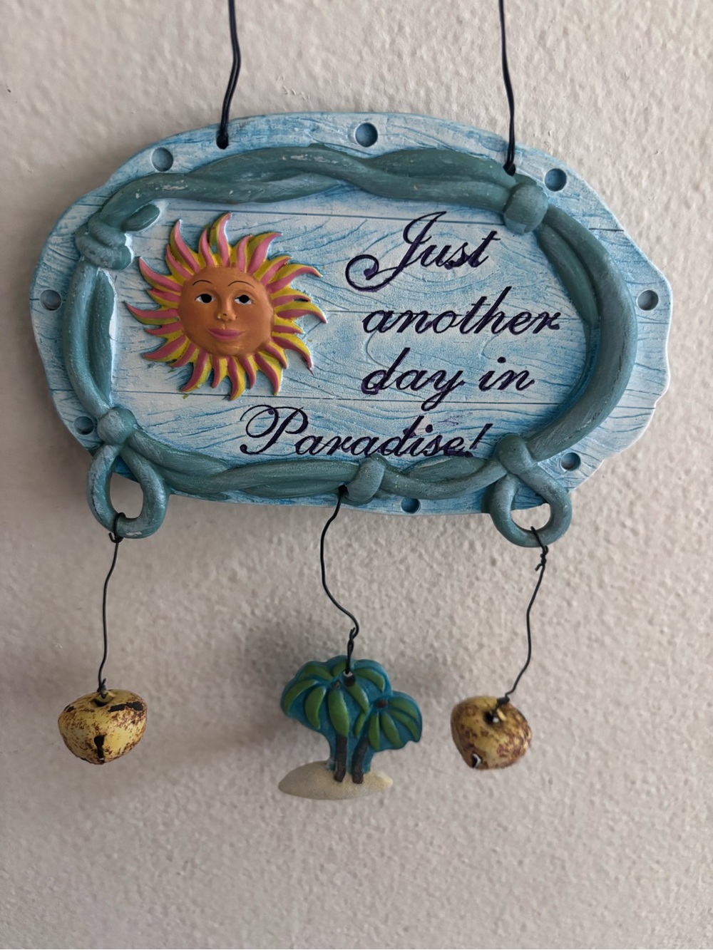 Blue 'Just Another Day in Paradise' Wall Hanging